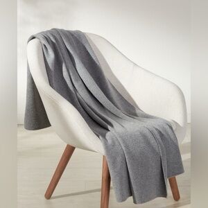 NORDSTROM 100% CASHMERE THROW BLANKET GREY ONYX NWT